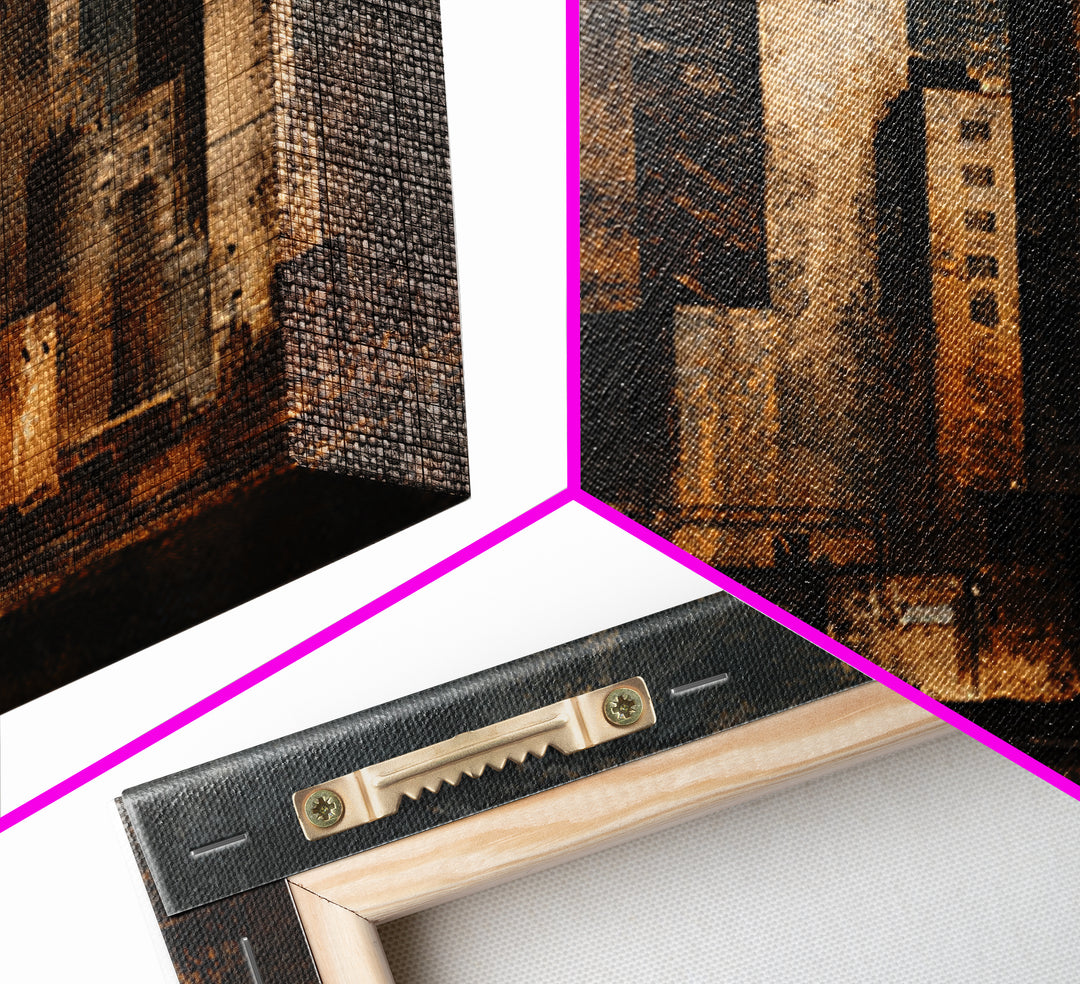 Industrial City Skyline Canvas Print, Industrial Art, Modern Art, Living Room Decor, Abstract Art, Foundry, Modern Decor, IND-1x1-60