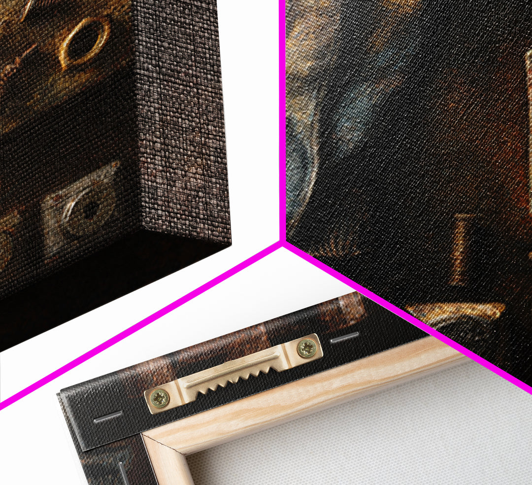 Worn Work Gloves and Bolts Arrangement Framed Canvas Print, Industrial Art, Texas Art, Living Room Decor, Abstract Art, Foundry, IND-1x1-66