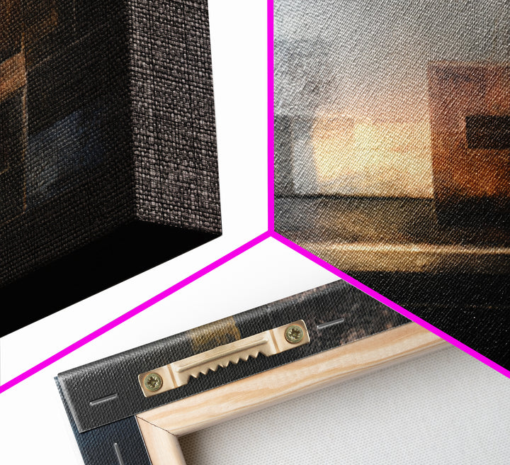 Abstract Smoke and Steel Shapes Framed Canvas Print, Industrial Art, Contemporary Art, Living Room Decor, Fine Art, Foundry, IND-1x1-72