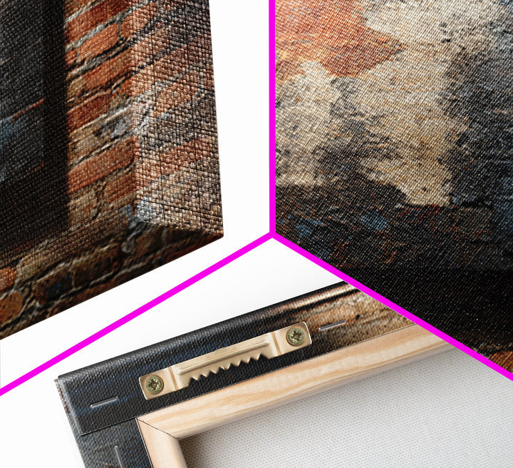 Exposed Brick Texture Abstract Canvas Print, Industrial Art, Rustic Home Decor, Living Room Decor, Abstract Art, Foundry, IND-1x1-76