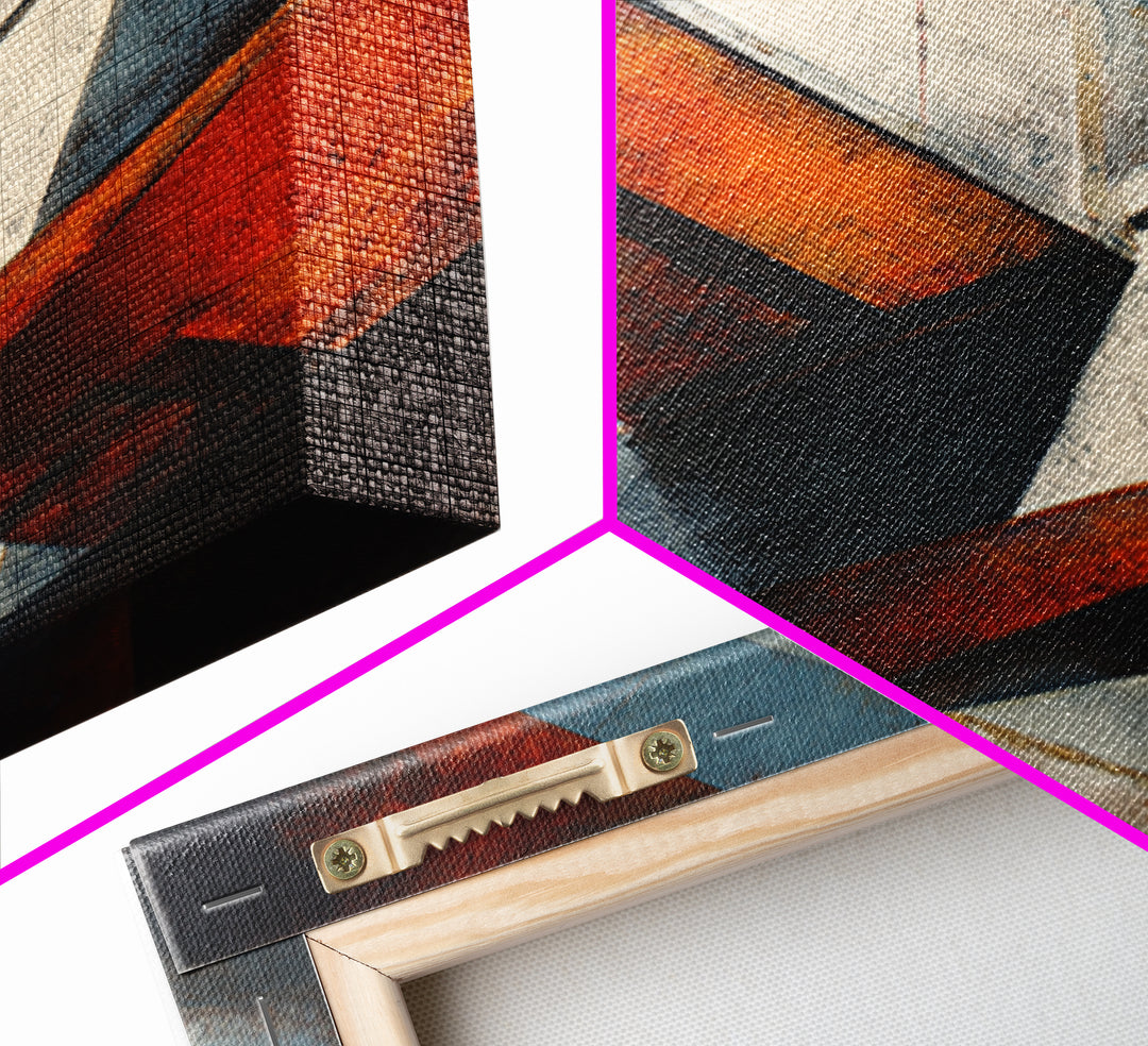 Steel Beams Crossing Like Abstract Lines Canvas Print, Industrial Art, Digital Prints, Living Room Decor, Abstract Art, Foundry, IND-1x1-89