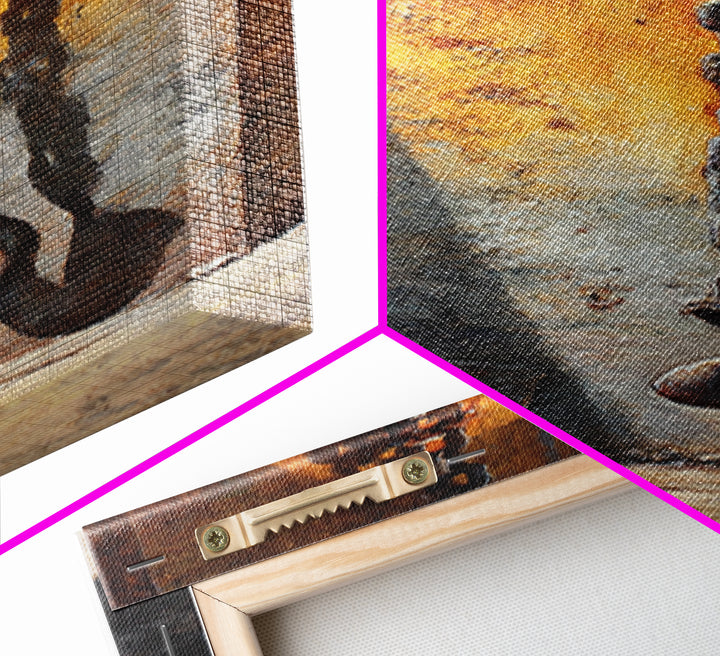 Chain and Hook Still Life Canvas Print, Industrial Art, Original Art, Living Room Decor, Fine Art, Foundry, Steampunk Decor, IND-1x3-28