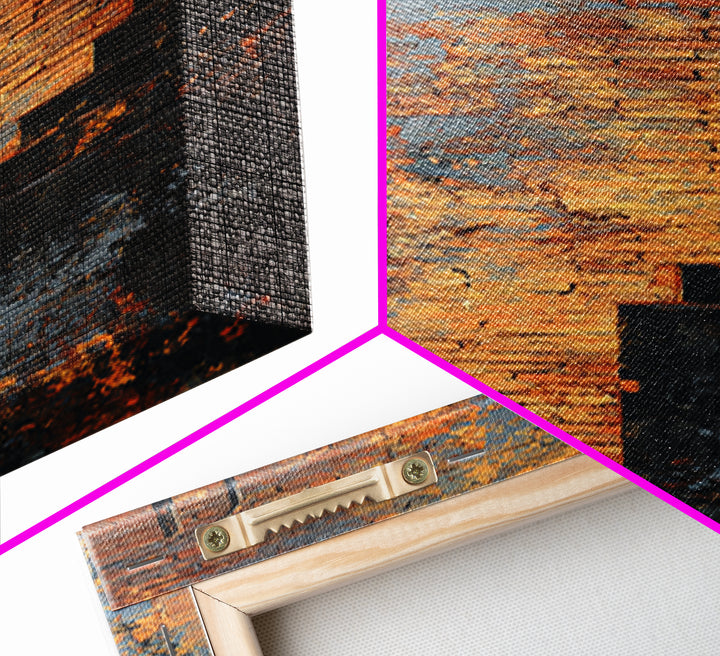 Exposed Brick Texture Abstract Framed Canvas Print, Industrial Art, Contemporary Art, Living Room Decor, Abstract Art, Foundry, IND-1x3-64