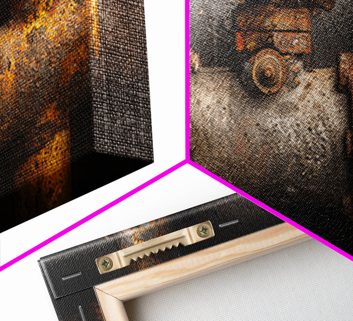 Metal Pipes and Valves as Graphic Composition Framed Canvas Print, Industrial Art, Living Room Art, Living Room Decor, Foundry, IND-2x1-100