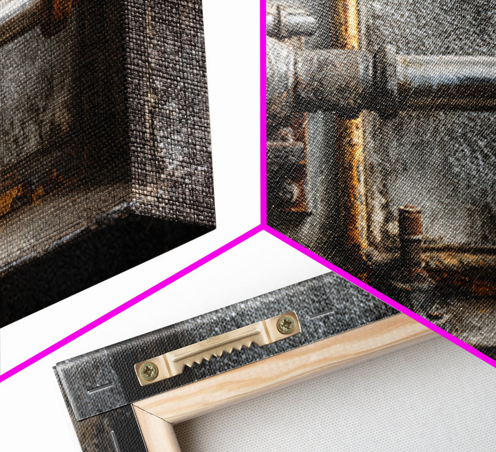 Old Factory Window Canvas Print, Industrial Art, Home Decor, Living Room Decor, Foundry, Abstract Art, Textured Wall Art, IND-2x1-22