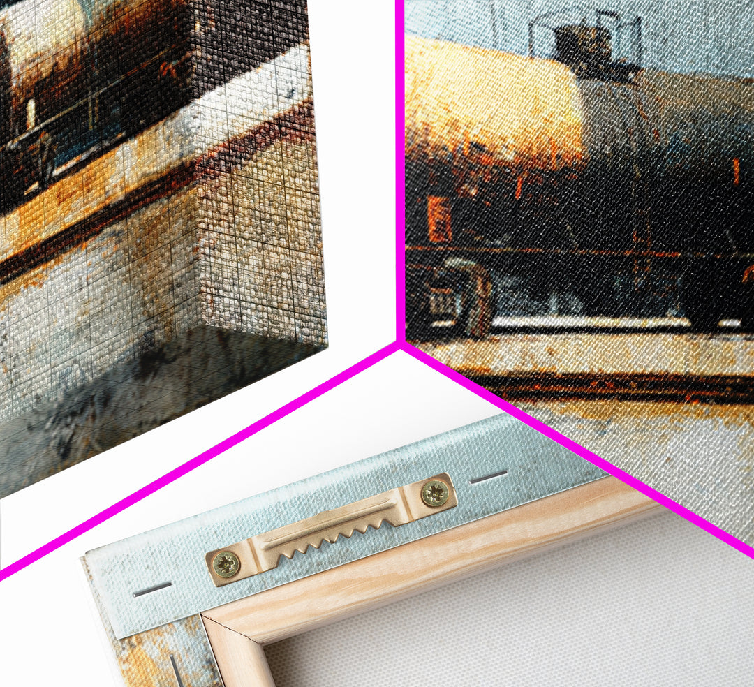 Urban Rail Yard Canvas Print, Industrial Art, Original Art, Living Room Decor, Foundry, Steampunk Decor, Bauhaus Poster, IND-2x1-41