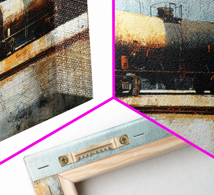 Urban Rail Yard Canvas Print, Industrial Art, Original Art, Living Room Decor, Foundry, Steampunk Decor, Bauhaus Poster, IND-2x1-41