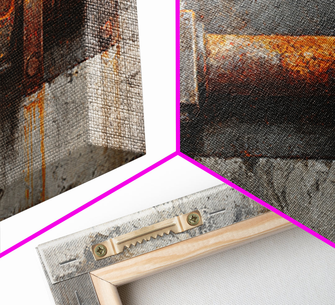 Concrete Wall Abstract Canvas Print, Industrial Art, Dining Room Wall Art, Living Room Decor, Abstract Art, Foundry, IND-2x1-53