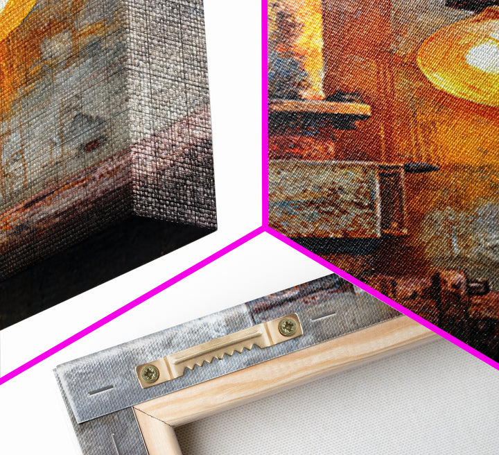 Industrial Lamp with Warm Glow Canvas Print, Industrial Art, Abstract Art, Living Room Decor, Fine Art, Foundry, Bauhaus Poster, IND-2x3-31