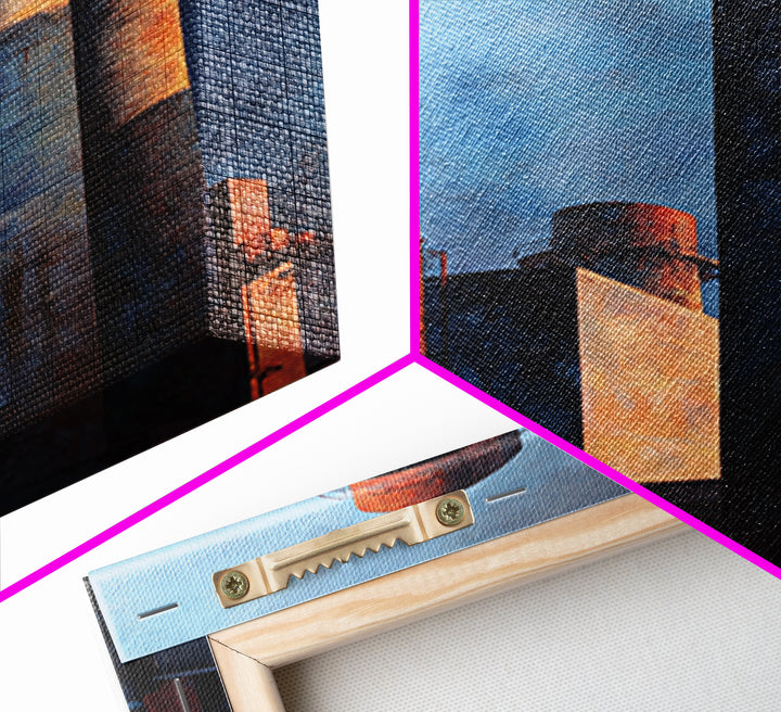 Factory Smokestacks with Moody Sky Framed Canvas Print, Industrial Art, Large Art, Living Room Decor, Fine Art, Foundry, IND-2x3-43
