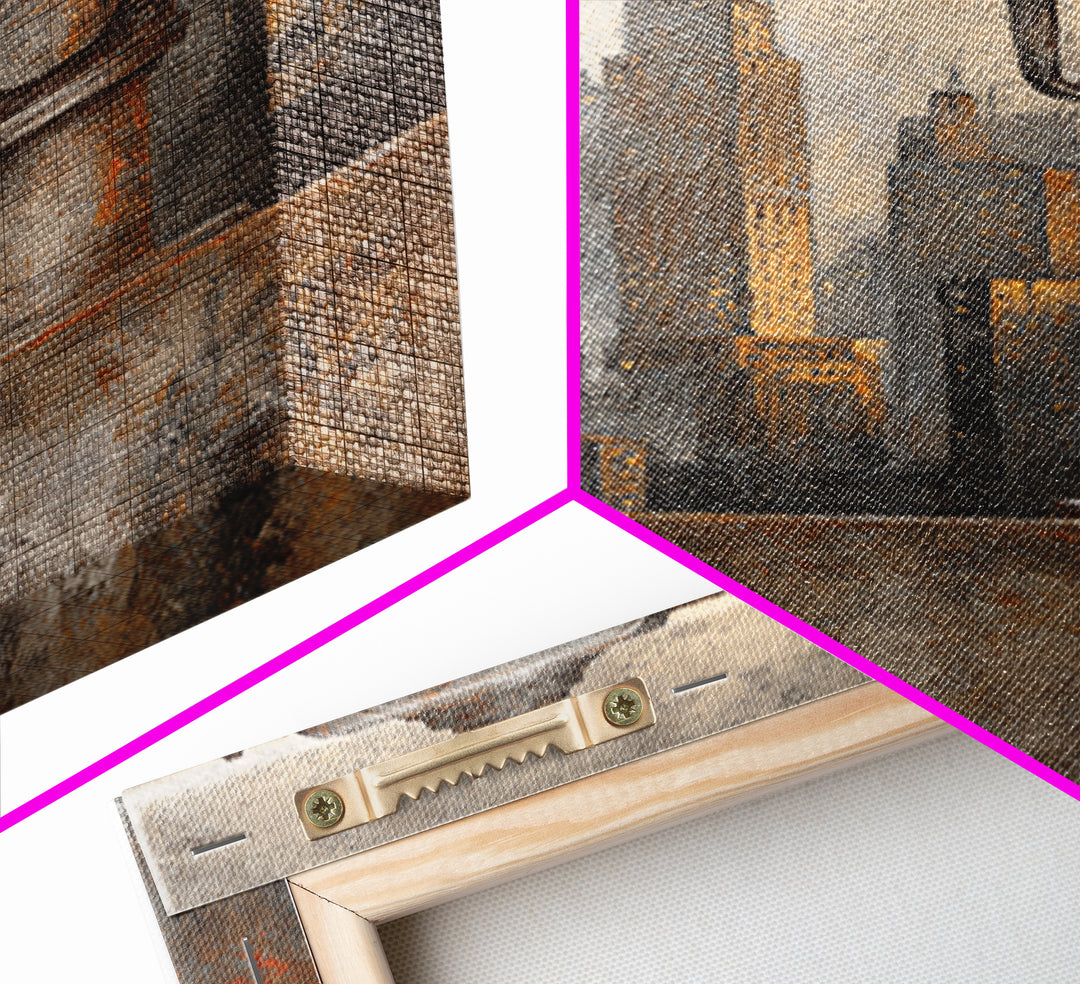 Industrial City Skyline Framed Canvas Print, Industrial Art, Living Room Decor, Abstract Art, Foundry, Abstract Wall Art, IND-2x3-44
