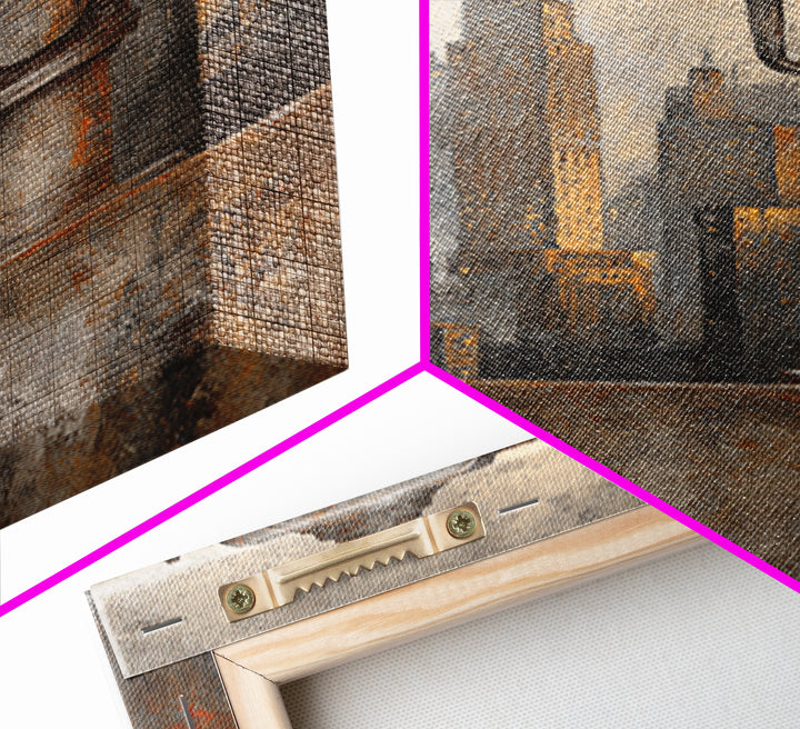 Industrial City Skyline Framed Canvas Print, Industrial Art, Living Room Decor, Abstract Art, Foundry, Abstract Wall Art, IND-2x3-44