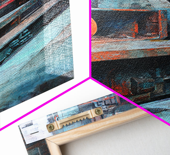 Urban Rail Yard Canvas Print, Industrial Art, Abstract Wall Art, Living Room Decor, Watercolor Art, Foundry, IND-2x3-5