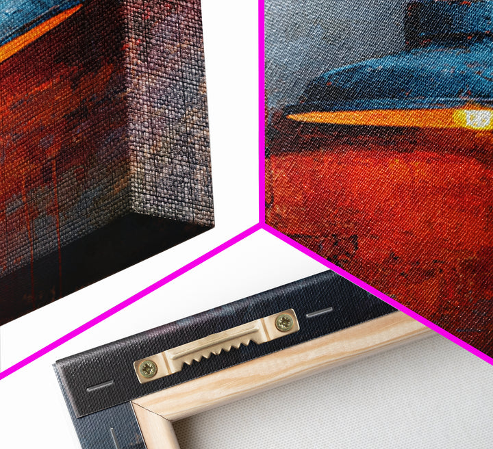 Industrial Lamp with Warm Glow Framed Canvas Print, Industrial Art, Abstract Painting, Living Room Decor, Fine Art, Foundry, IND-2x3-55