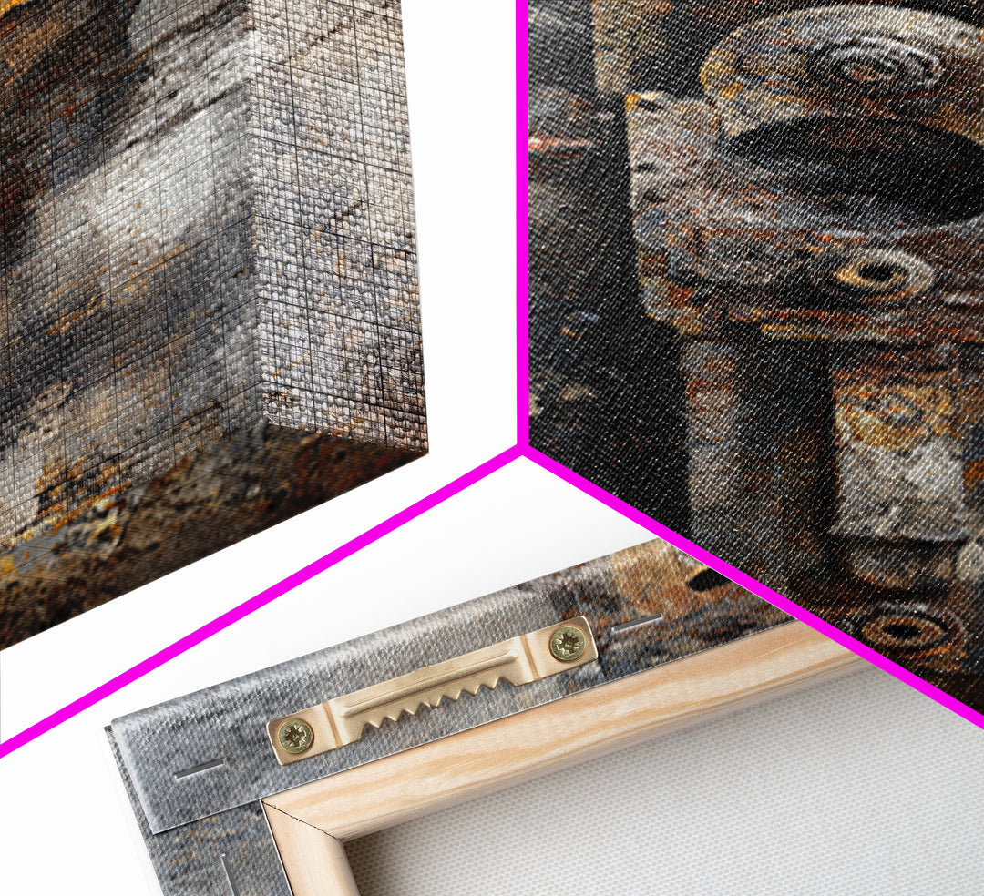 Abstract Smoke and Steel Shapes Framed Canvas Print, Industrial Art, Art Prints, Living Room Decor, Fine Art, Foundry, IND-2x3-56