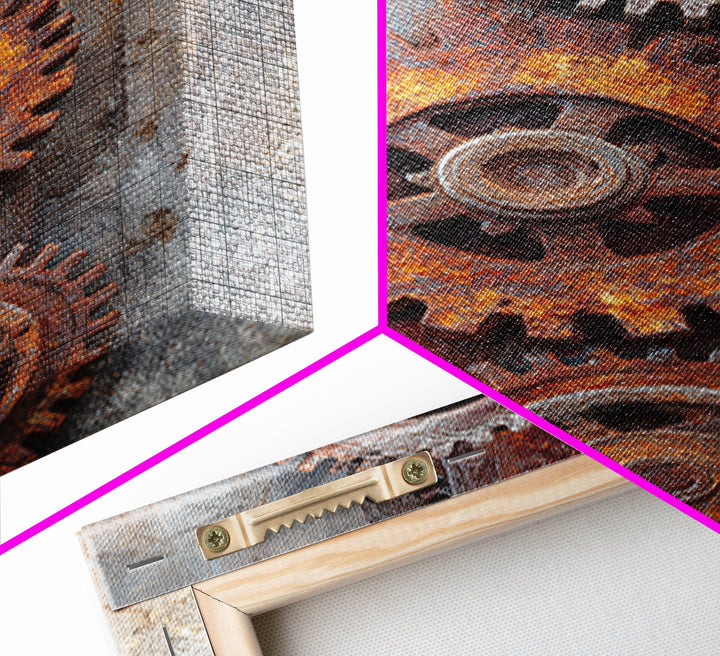 Rusted Gears Arranged as Sculptural Still Life Canvas Print, Industrial Art, Black and White Art, Living Room Decor, Foundry, IND-2x3-57