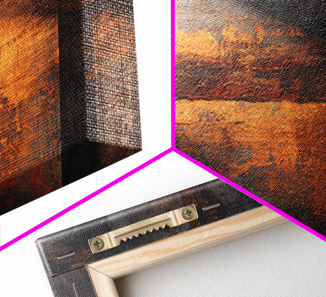Exposed Brick Texture Abstract Framed Canvas Print, Industrial Art, Abstract Painting, Living Room Decor, Abstract Art, Foundry, IND-2x3-60