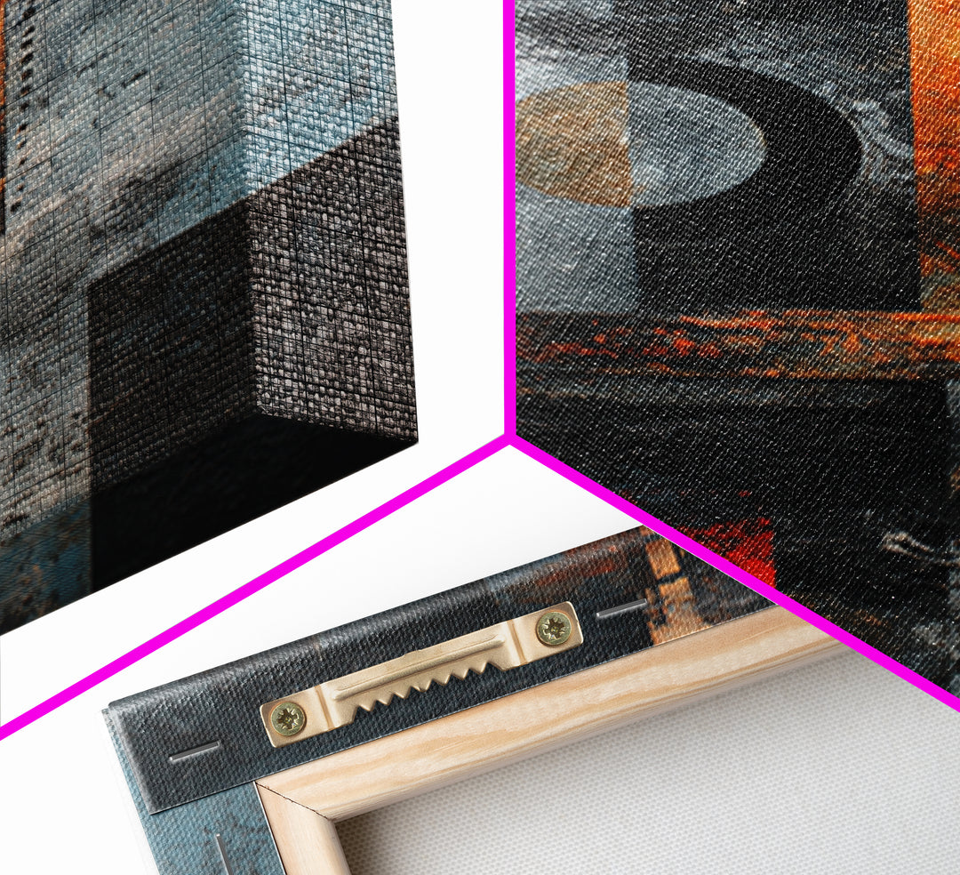Abstract Smoke and Steel Shapes Framed Canvas Print, Industrial Art, Luxury Decor, Living Room Decor, Abstract Art, Foundry, IND-2x3-8