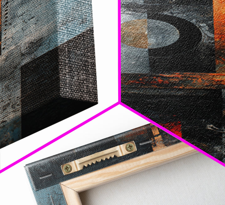 Abstract Smoke and Steel Shapes Framed Canvas Print, Industrial Art, Luxury Decor, Living Room Decor, Abstract Art, Foundry, IND-2x3-8