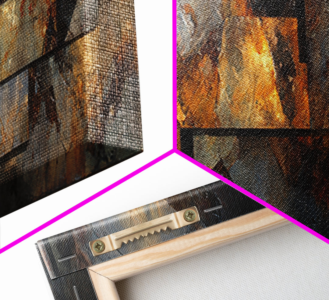 Abstract Smoke and Steel Shapes Canvas Print, Industrial Art, Modern Decor, Living Room Decor, Fine Art, Foundry, Wall Decor, IND-3x1-40