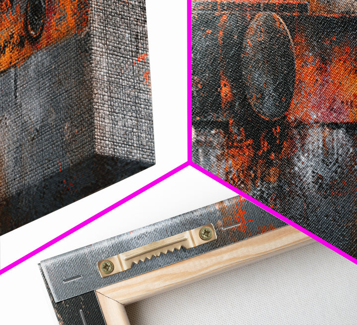Exposed Brick Texture Abstract Framed Canvas Print, Industrial Art, Fine Art Print, Living Room Decor, Abstract Art, Foundry, IND-3x1-44