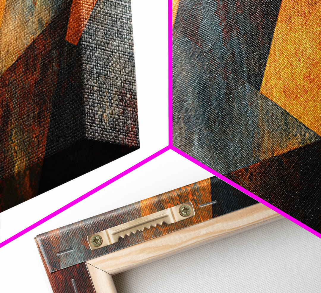 Rust Orange and Charcoal Geometric Abstraction Canvas Print, Industrial Art, Modern Decor, Living Room Decor, Abstract Art, IND-3x1-54