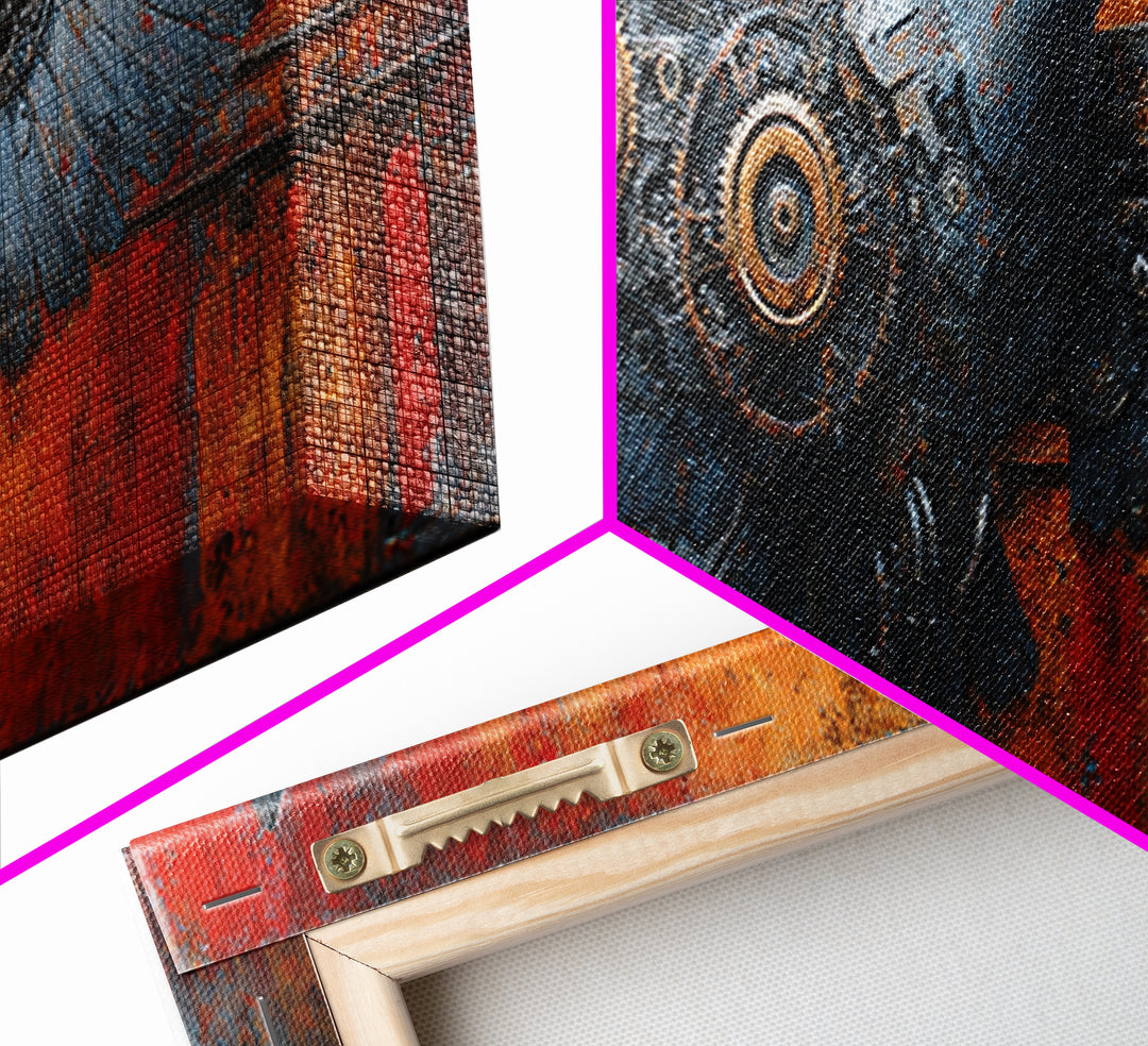 Mechanical Bird Made from Gears Canvas Print, Industrial Art, Abstract Art, Living Room Decor, Foundry, Bauhaus Poster, IND-3x1-83
