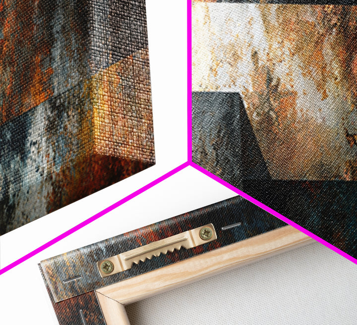 Exposed Brick Texture Abstract Canvas Print, Industrial Art, Printables, Living Room Decor, Foundry, Dining Room Wall Art, IND-3x1-92