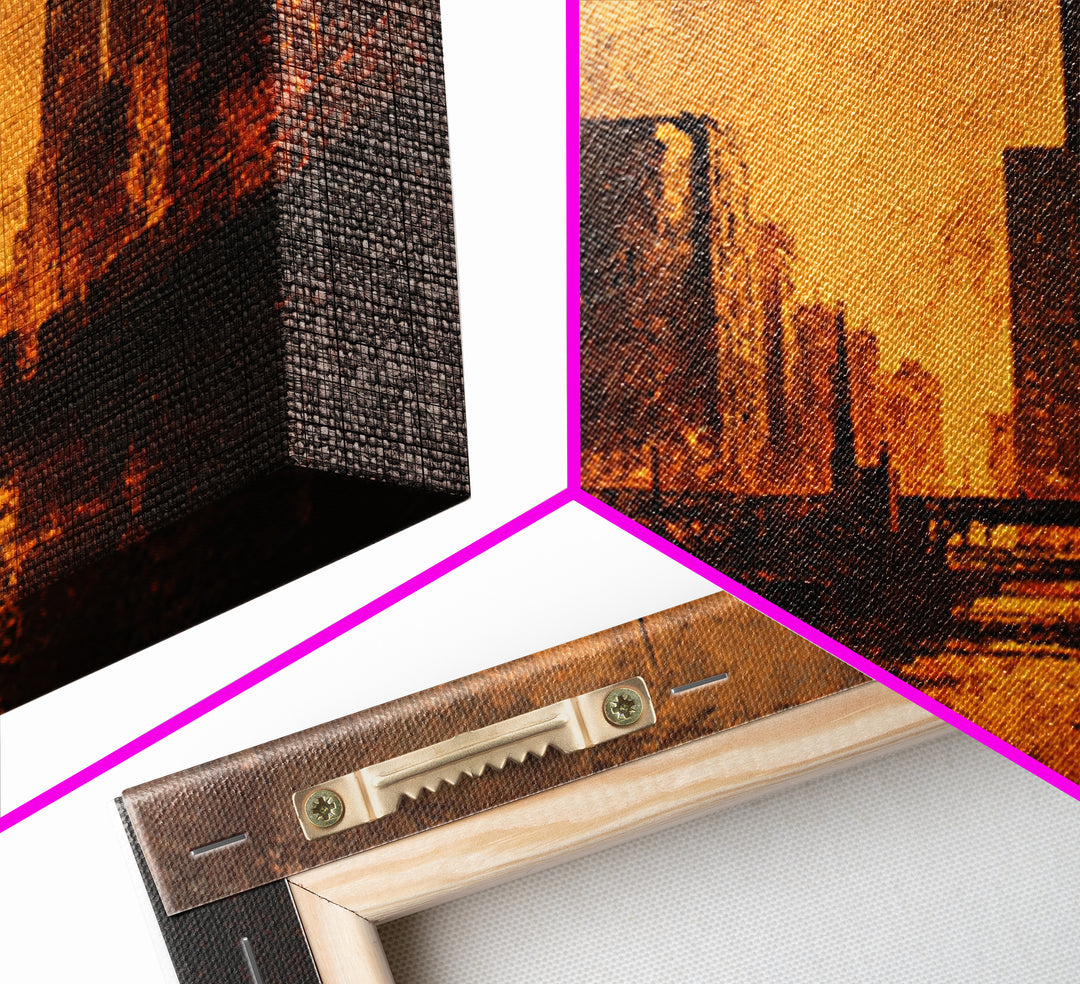 Industrial City Skyline Canvas Print, Industrial Art, Modern Decor, Living Room Decor, Abstract Art, Foundry, Wall Decor, IND-3x2-16