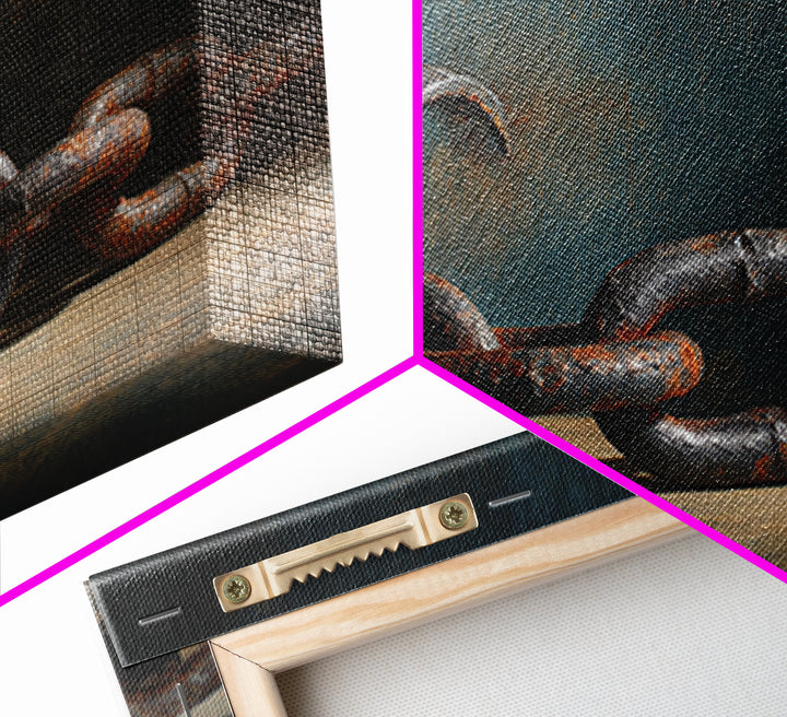 Chain and Hook Still Life Framed Canvas Print, Industrial Art, Fine Art Print, Living Room Decor, Fine Art, Foundry, Wall Decor, IND-3x2-20