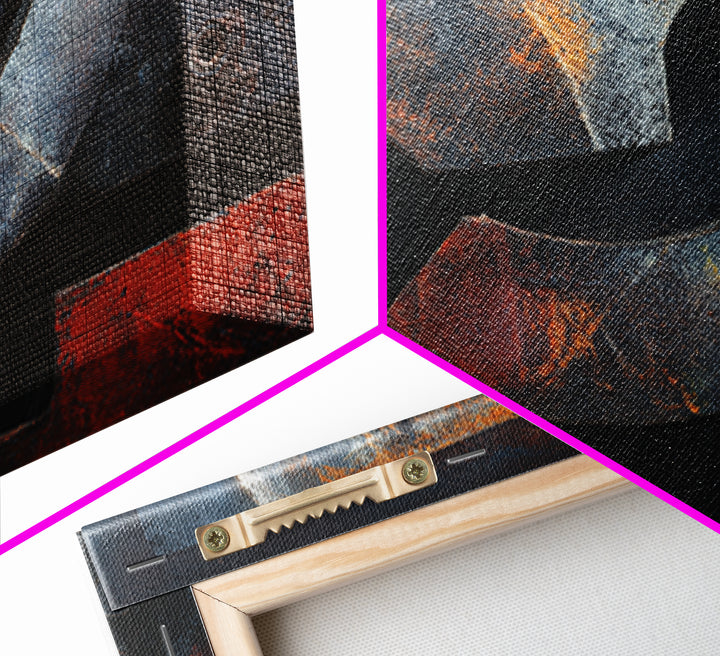 Abstract Smoke and Steel Shapes Canvas Print, Industrial Art, Boho Decor, Living Room Decor, Fine Art, Foundry, Digital Prints, IND-3x2-52