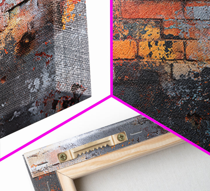 Exposed Brick Texture Abstract Canvas Print, Industrial Art, Digital Prints, Living Room Decor, Abstract Art, Foundry, IND-3x2-56