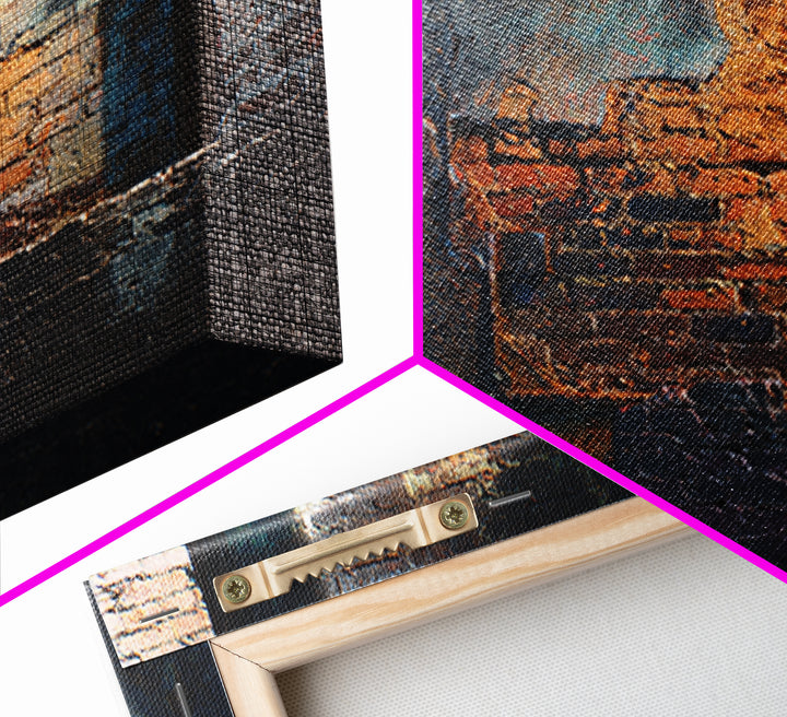 Exposed Brick Texture Abstract Framed Canvas Print, Industrial Art, Wall Hanging, Living Room Decor, Abstract Art, Foundry, IND-3x2-80