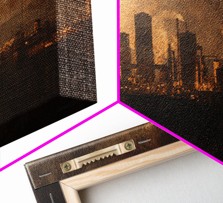 Industrial City Skyline Canvas Print, Industrial Art, Abstract Art, Living Room Decor, Fine Art, Foundry, Bauhaus Poster, IND-3x2-88