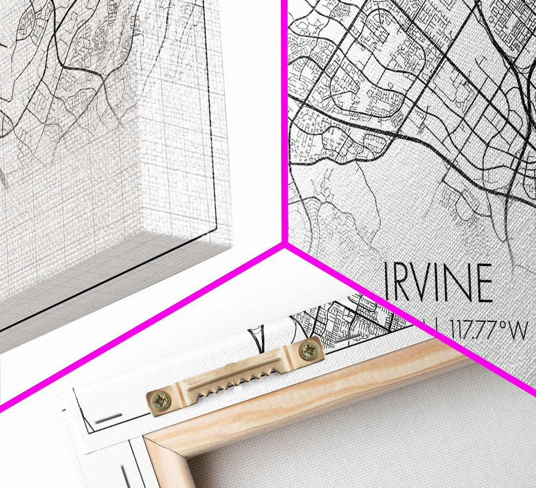 Irvine City Map, California Map, Map Art, Modern Art, Wall Art, Canvas Art, Bedroom Wall Décor, Engagement Gift, Tiny Home Décor, Home Décor