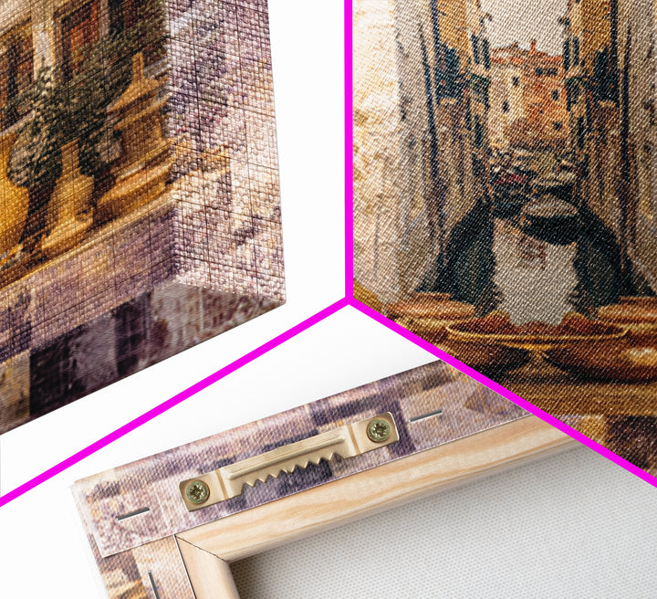 Venetian Canal Reflection Without City Crowd Canvas Print, Italian Villa Art, Large Wall Art, Living Room Decor, Villa, IVA-1x1-20