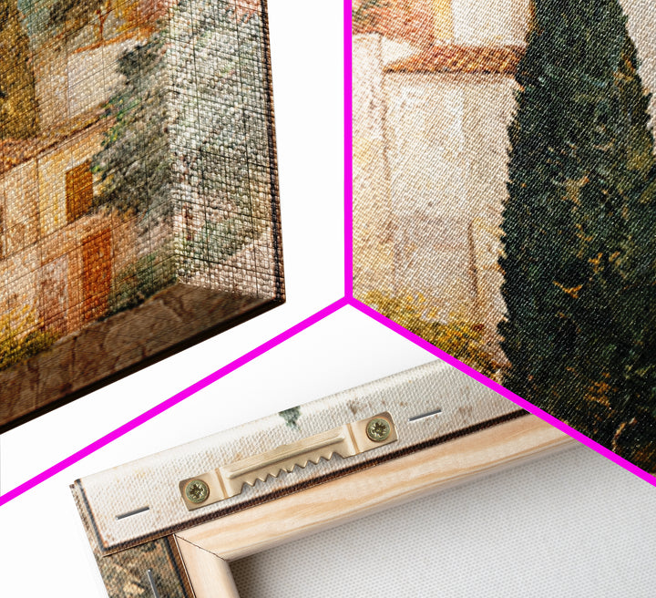 Tuscan Hillside with Cypress Trees and Golden Canvas Print, Italian Villa Art, Living Room Art, Living Room Decor, Villa, IVA-1x1-25