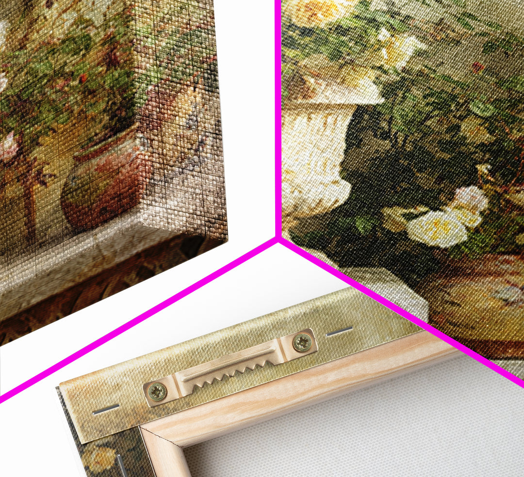 Italian Villa Garden Urn Canvas Print, Italian Villa Art, Landscape Art, Living Room Decor, Watercolor Art, Villa, IVA-1x1-30