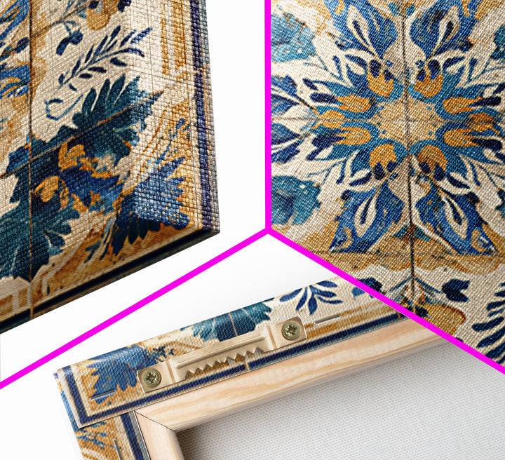 Italian Tile Pattern Framed Canvas Print, Italian Villa Art, Digital Download Art, Living Room Decor, Fine Art, Villa, IVA-1x1-41