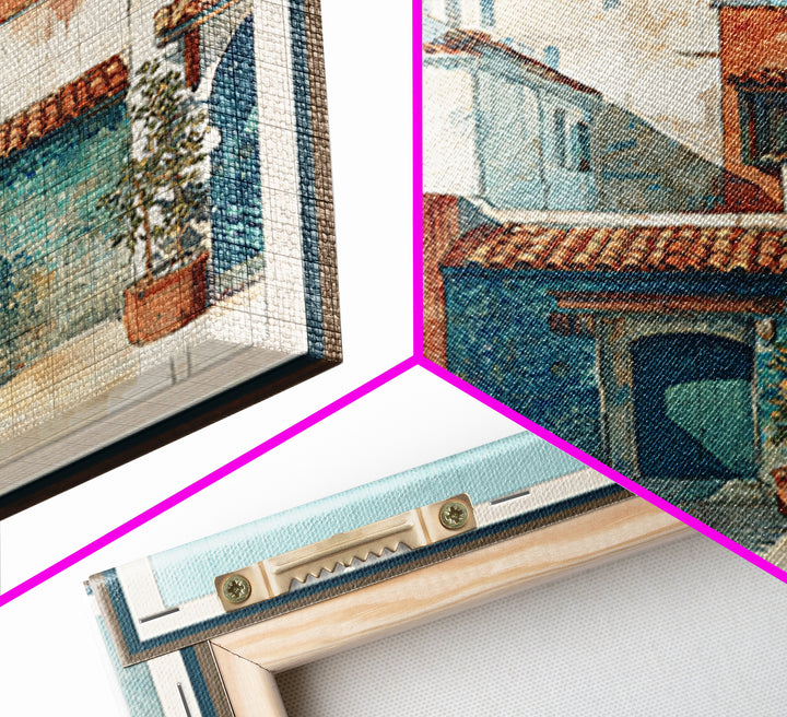 Terracotta Rooftops Against Pale Sky Canvas Print, Italian Villa Art, Neutral Wall Art, Living Room Decor, Fine Art, Villa, IVA-1x1-76