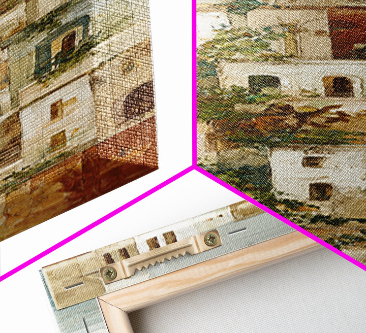 Amalfi Coast Cliffs Canvas Print, Italian Villa Art, Fine Art Print, Living Room Decor, Fine Art, Villa, Original Painting, IVA-1x3-25