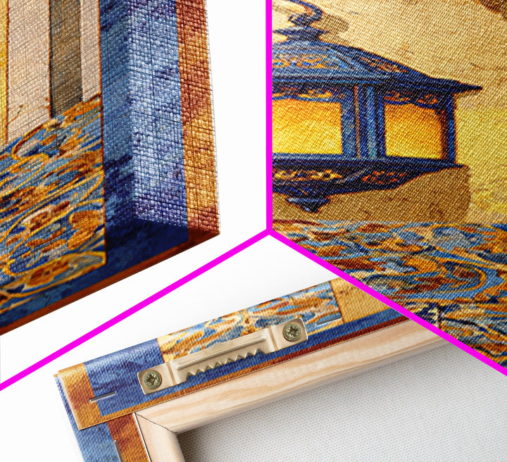 Italian Tile Pattern Canvas Print, Italian Villa Art, Coastal Decor, Living Room Decor, Fine Art, Villa, Landscape Print, IVA-1x3-5