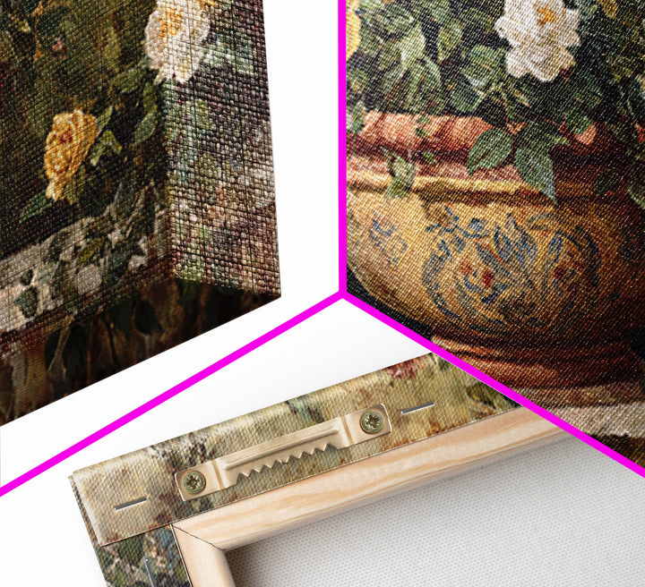 Italian Villa Garden Urn Framed Canvas Print, Italian Villa Art, Modern Decor, Living Room Decor, Oil Painting, Villa, IVA-2x1-50