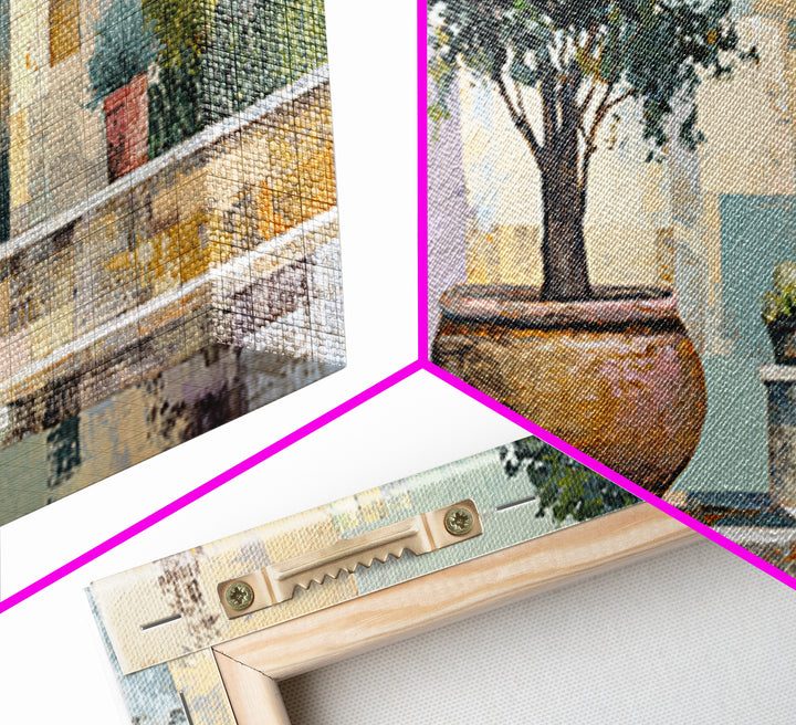 Orange Tree in a Courtyard Planter Canvas Print, Italian Villa Art, Statement Artwork, Living Room Decor, Fine Art, Villa, IVA-2x1-58