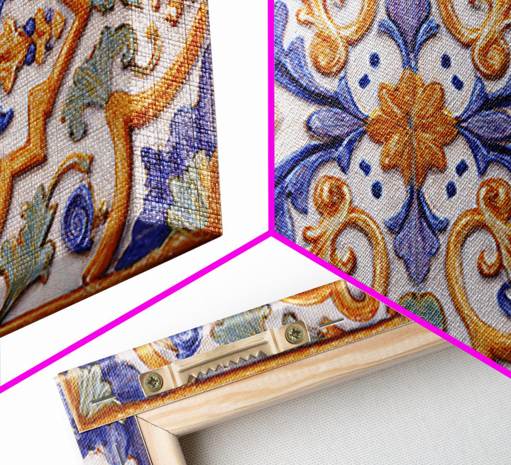 Italian Tile Pattern Canvas Print, Italian Villa Art, Statement Artwork, Living Room Decor, Fine Art, Villa, Oil Painting, IVA-2x1-61