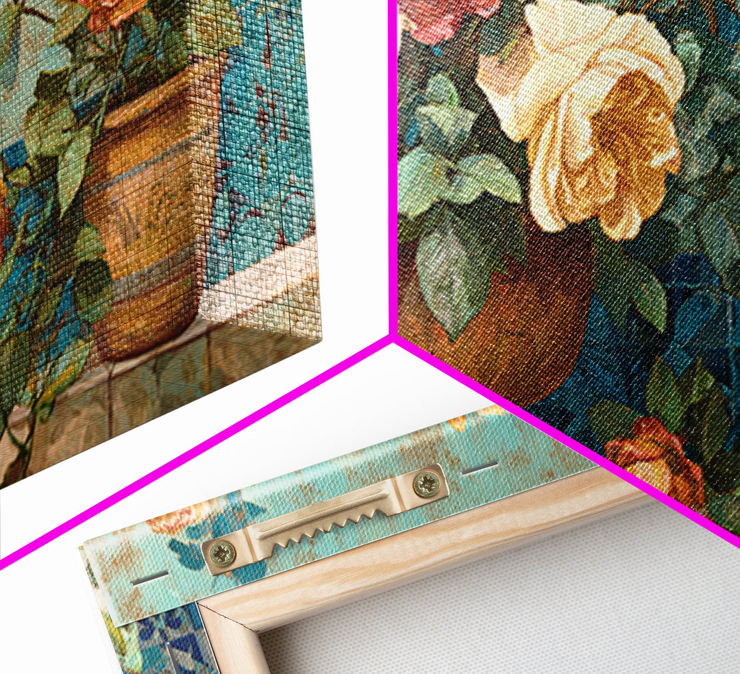 Italian Villa Garden Urn Canvas Print, Italian Villa Art, Art Print, Living Room Decor, Watercolor Art, Villa, Printable Art, IVA-2x1-98