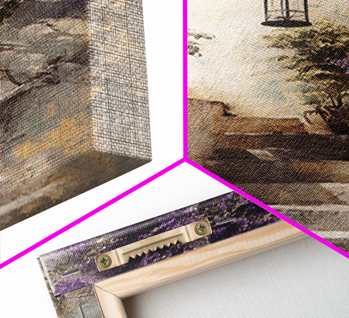 Sunlit Stone Stairway Framed Canvas Print, Italian Villa Art, Gallery Wall Set, Living Room Decor, Villa, Modern Decor, IVA-2x3-43