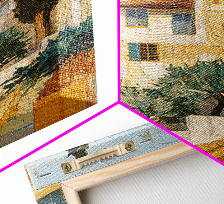 Tuscan Hillside with Cypress Trees and Golden Canvas Print, Italian Villa Art, Minimalist Decor, Living Room Decor, IVA-2x3-57