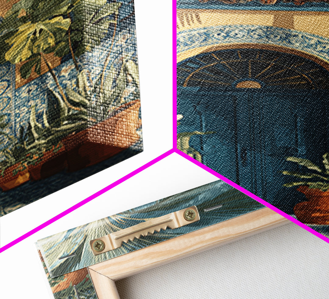 Italian Tile Pattern Framed Canvas Print, Italian Villa Art, Textured Painting, Living Room Decor, Villa, Living Room Wall Art, IVA-2x3-73