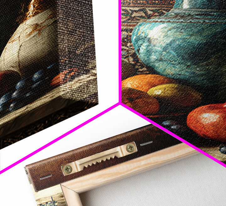 Marble Fruit Still Life Canvas Print, Italian Villa Art, Rustic Home Decor, Living Room Decor, Fine Art, Villa, Boho Decor, IVA-2x3-79